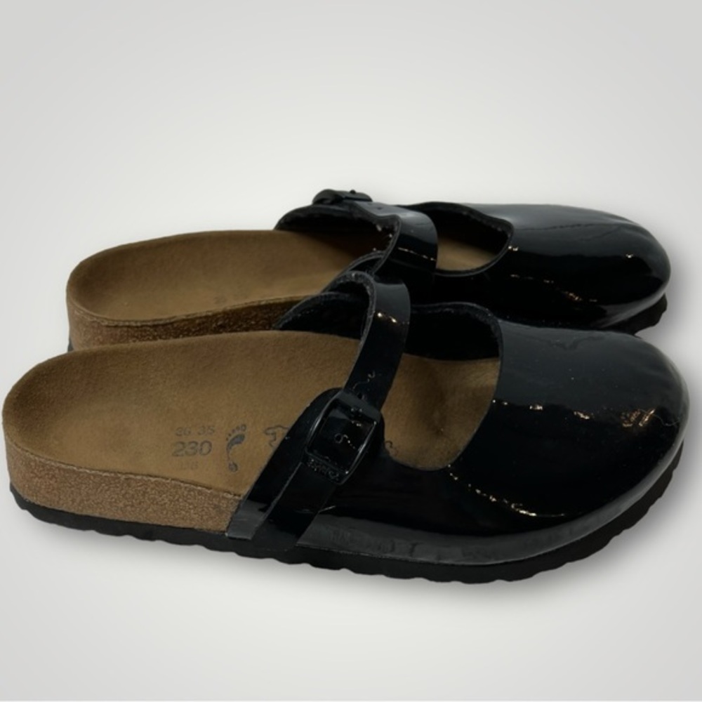 Birki’s slip on Patton leather Mary Jane clog